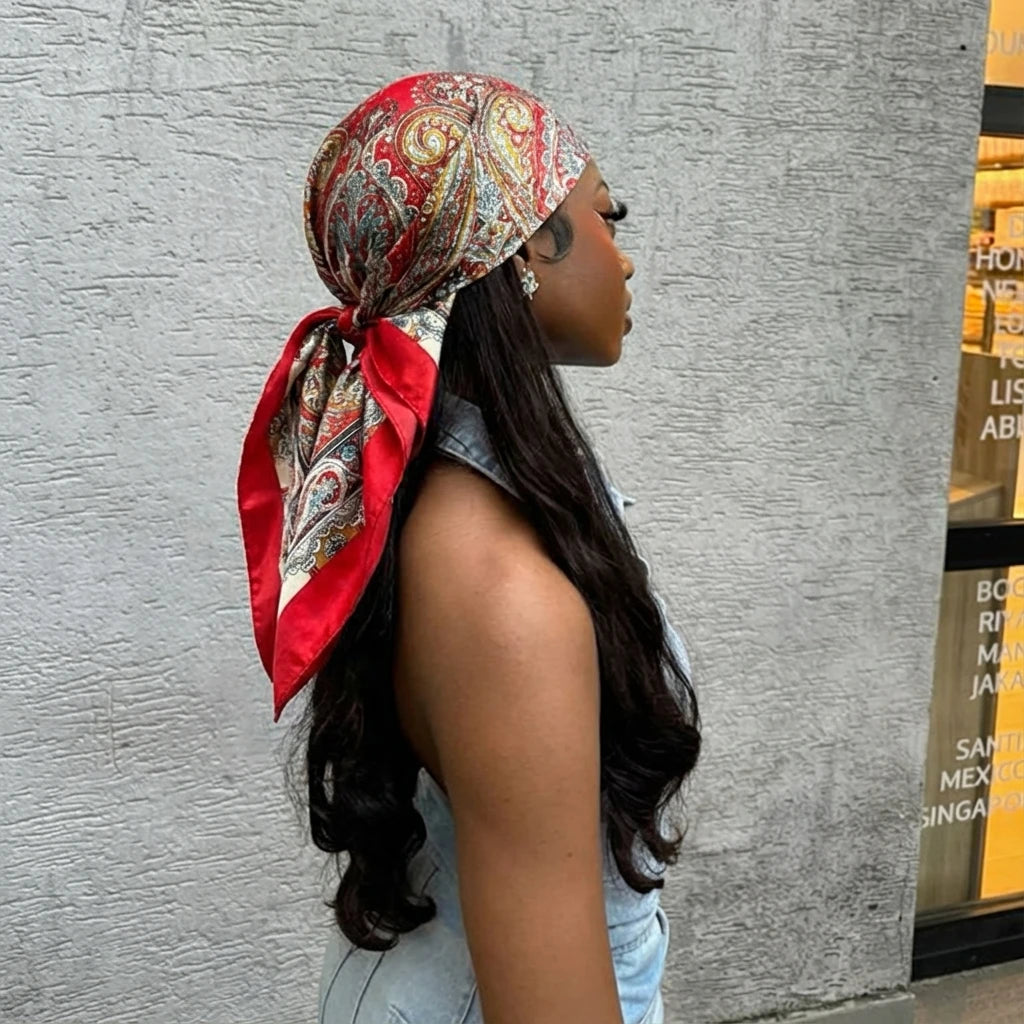 Hijabs en satin à imprimé paisley 90*90cm pour femmes, foulard carré de luxe, bandana, cheveux, foulard doux, hijab, écharpes pour cheveux
