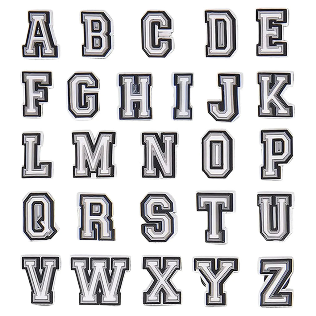26 / 28 / 39 / 54 / 78 pièces de breloques pour chaussures – Série lettres de l’alphabet et cœurs. Accessoires DIY pour personnaliser les sandales, sacs de plage et chaussures. Pin’s décoratifs pour chaussures permettant de créer des styles variés.