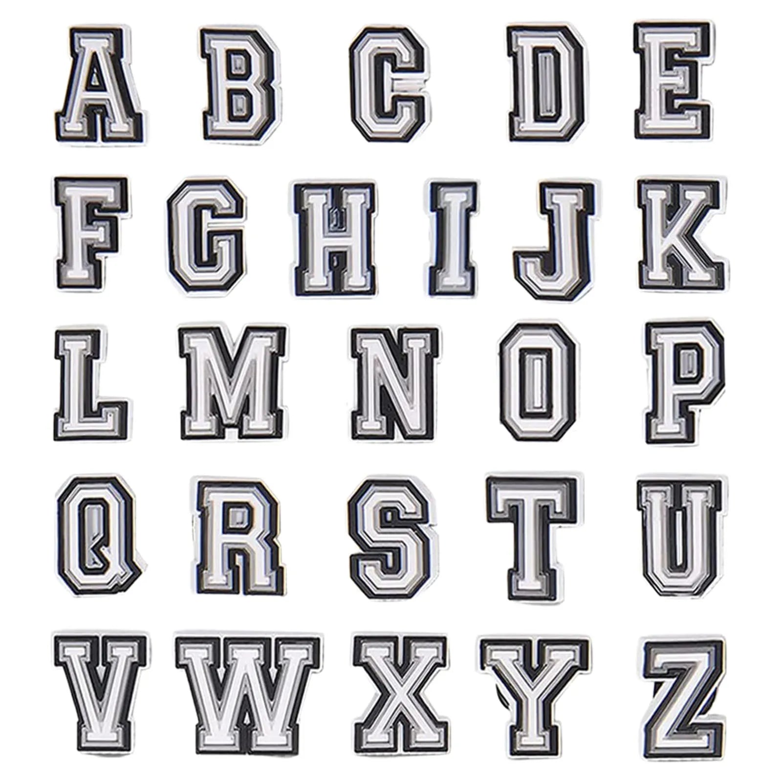 26 / 28 / 39 / 54 / 78 pièces de breloques pour chaussures – Série lettres de l’alphabet et cœurs. Accessoires DIY pour personnaliser les sandales, sacs de plage et chaussures. Pin’s décoratifs pour chaussures permettant de créer des styles variés.