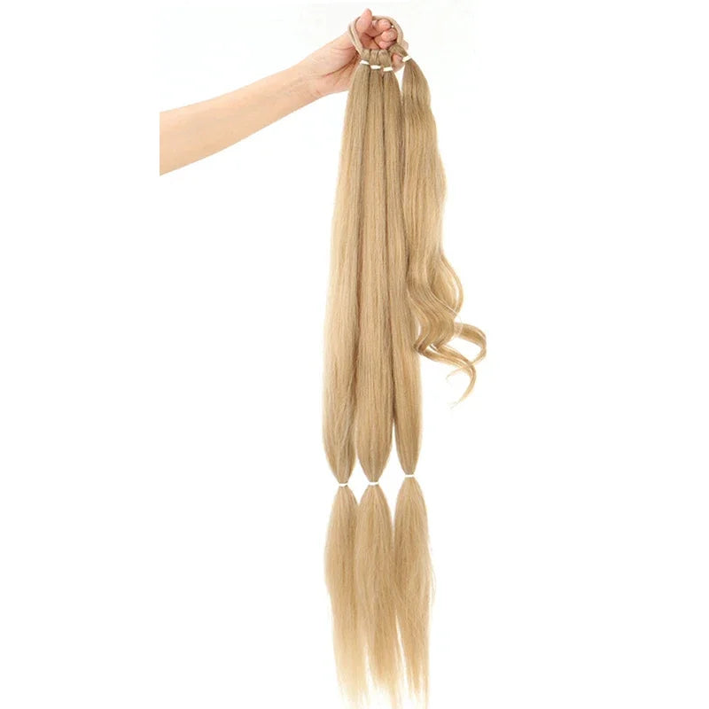 Queue de cheval tressée de 30 pouces avec tresses synthétiques blondes en caoutchouc à faire soi-même, fausse queue de cheval pour femmes, longues extensions tressées en queue de cheval