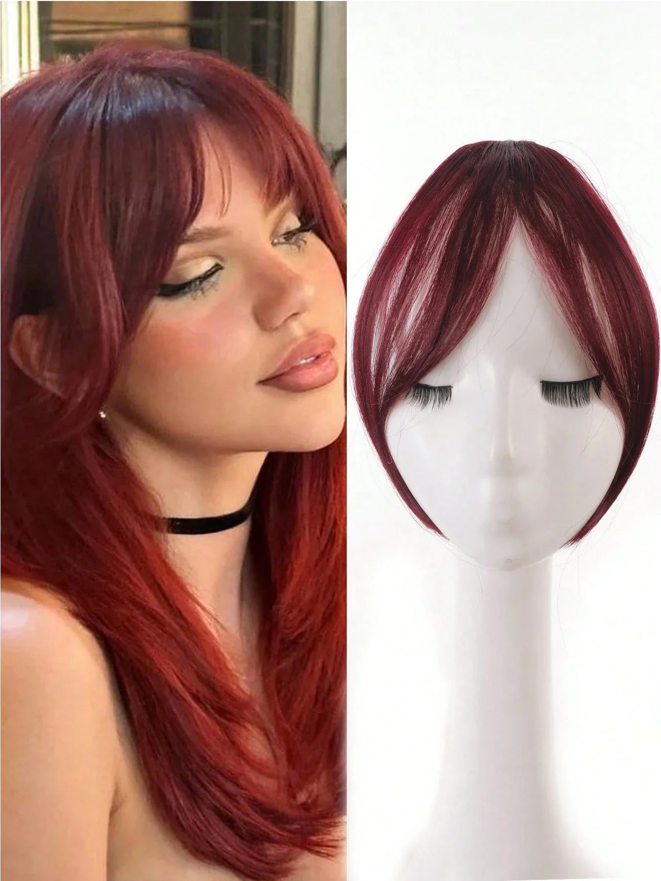 Synthèse perruque partie centrale frange Extensions de cheveux pince devant naturel sans couture français Oblique frange huit caractères frange