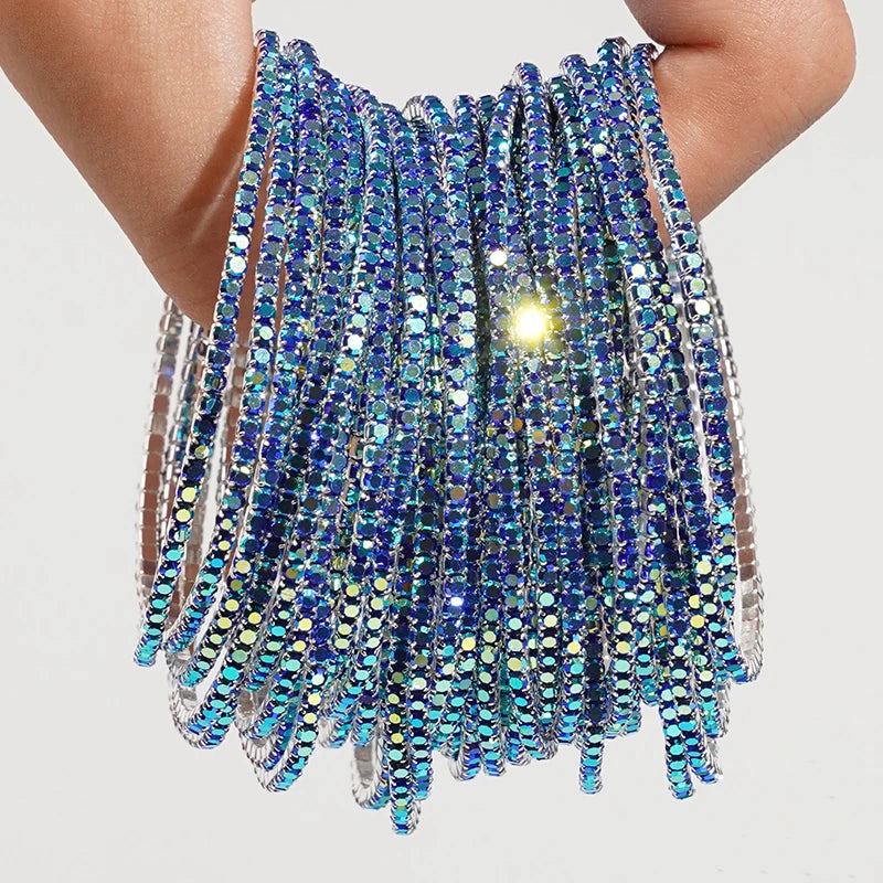 Bracelet élastique en strass et cristal pour femmes, 5 pièces, extensible, empilable, classique, bijoux quotidiens pour femmes