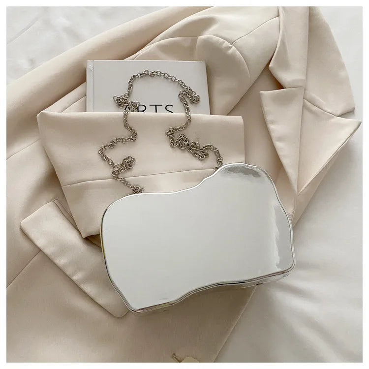Sac en acrylique amusant pour femme, petit sac initié féminin, sac quebag argenté et doré