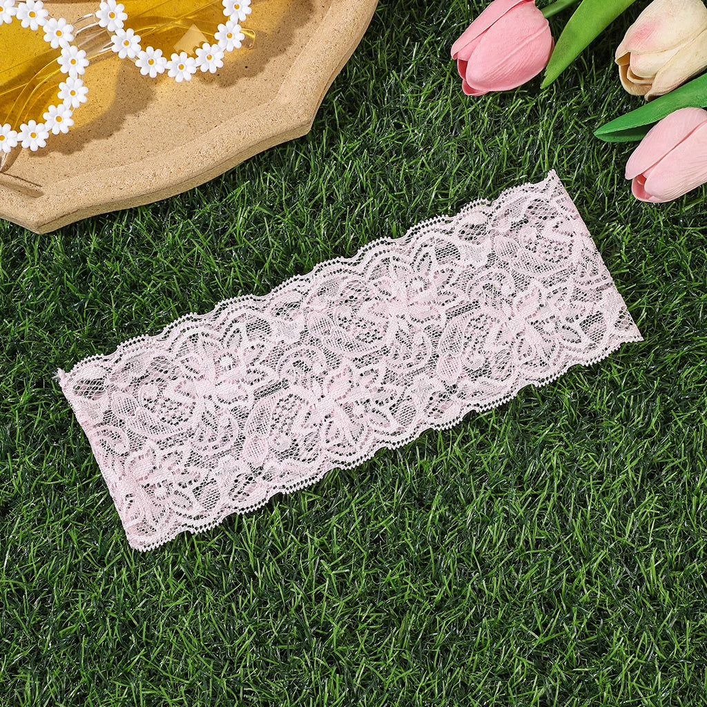 AWAYTR – bandeaux élastiques en dentelle de couleur unie, large nœud en tissu, accessoires pour cheveux pour femmes, couvre-chef de fête