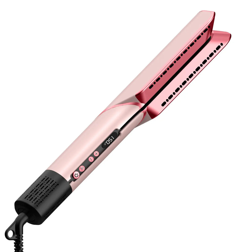 Lisseur et sèche-cheveux professionnel 2 en 1, utilisation sèche et humide, chauffage par ions négatifs, affichage en fer plat, brosse à lisser pour coiffure à l'air