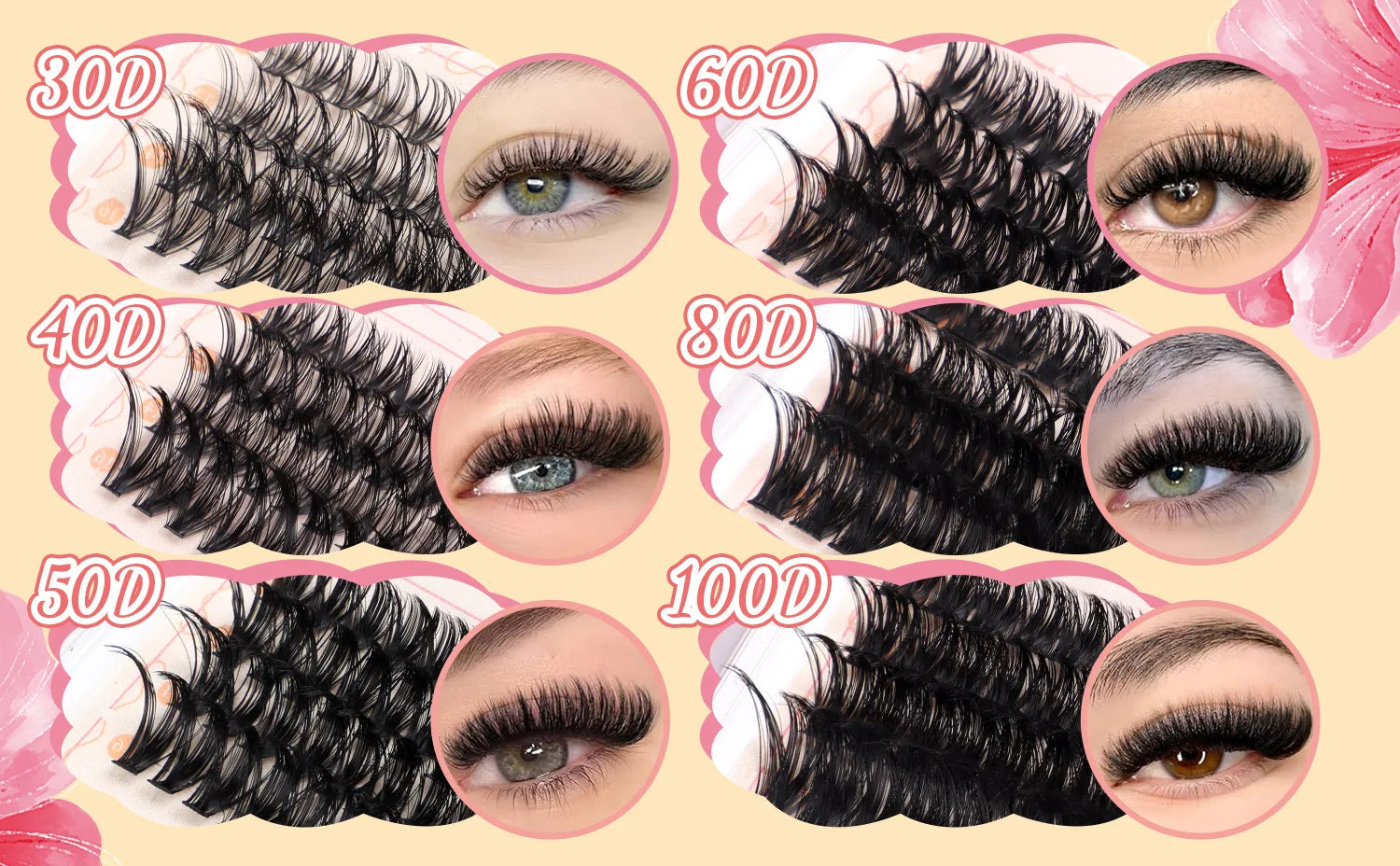 Extensions de cils individuelles, 600 pièces, épaisses et moelleuses, 30D/100D, longueur mixte, bricolage, pour une Application et un retrait faciles