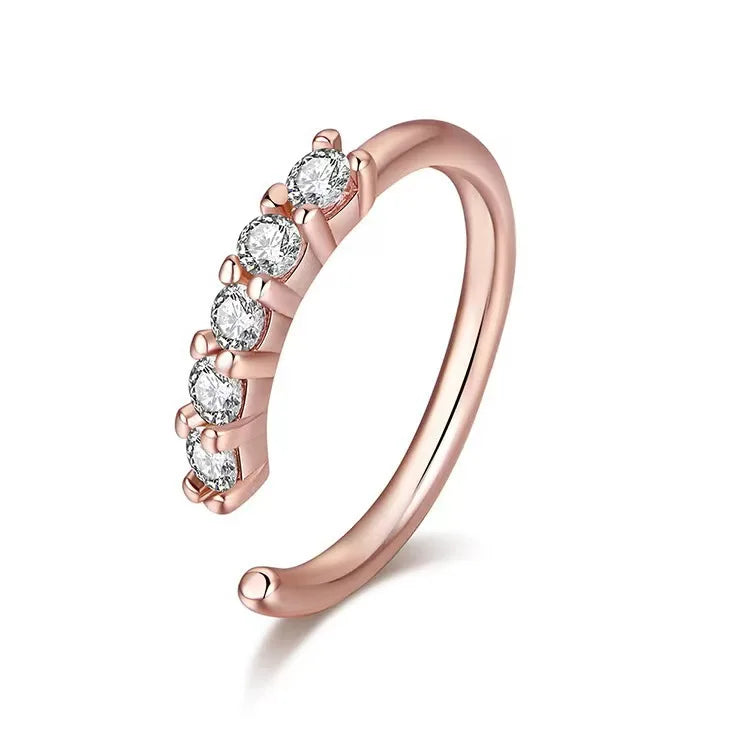 Anneaux de nez en Zircon miniatures à une rangée pour femmes, perceuse Fine exquise avec ouverture de perceuse, faux Piercing de nez, bijoux