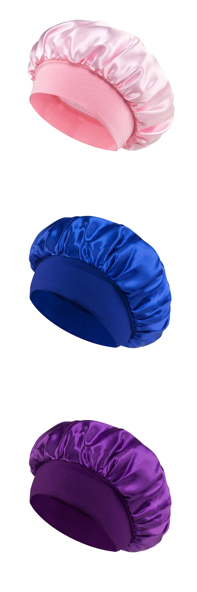 Bonnet en Satin pour femmes, pour dormir, soins capillaires, Bonnets en soie, solide, à larges bords, avec bande élastique souple