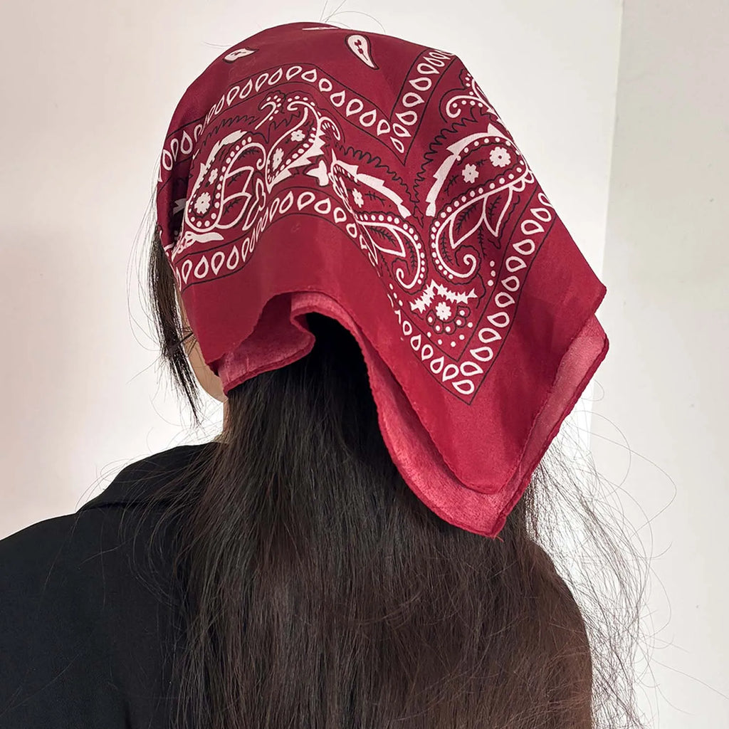 2025 mode femmes rouge Bandana écharpe filles enfants Punk carré Bandanas chapeaux bohème foulard bandeaux cheveux accessoires