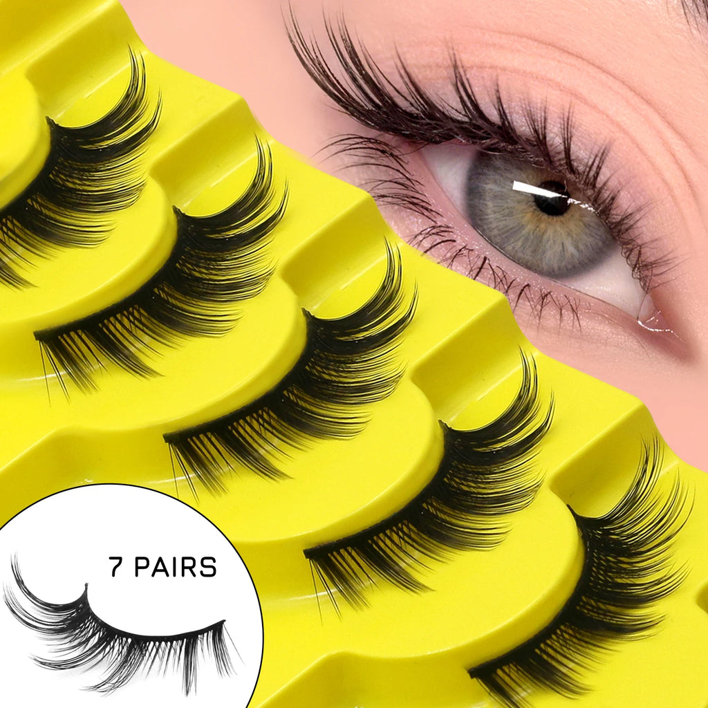 GROINNEYA cils oeil de chat naturel 3D Faux vison doux Anime cils Cosplay volumé Extension de cils Faux cils maquillage