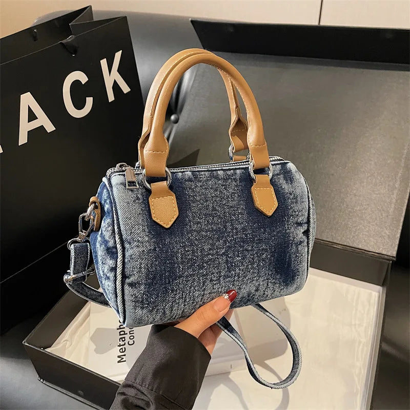 Sac bandoulière classique en jean délavé de haute qualité, sac à main décontracté à porter sous le bras, style coréen, sac de transport pour le quotidien