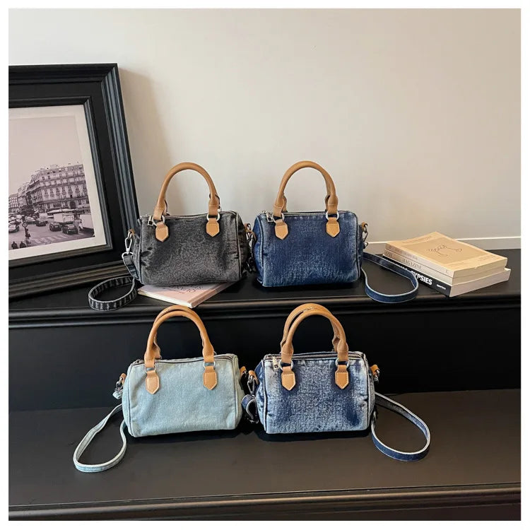 Sac bandoulière classique en jean délavé de haute qualité, sac à main décontracté à porter sous le bras, style coréen, sac de transport pour le quotidien