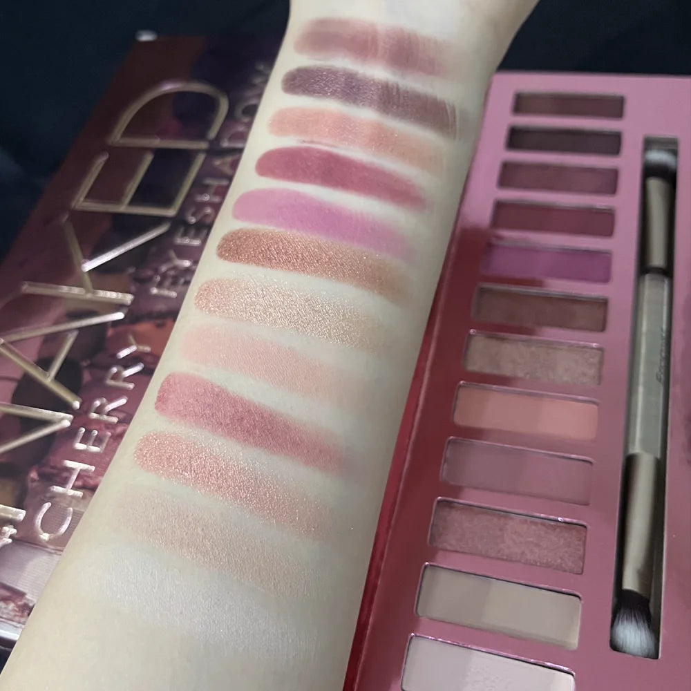Palette de fards à paupières 12 couleurs, longue durée, maquillage facile, marron, rose