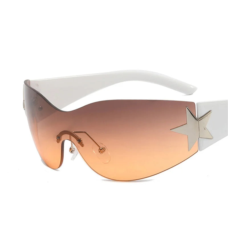 Lunettes de soleil sport punk Y2K de luxe, de marque, de créateur, style masque, monobloc, pour femme, cinq étoiles