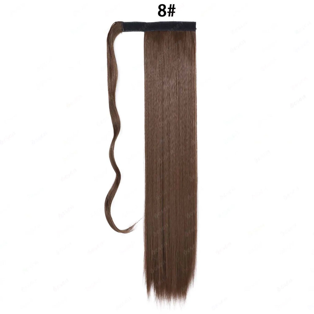 Extensions de Queue de Cheval Synthétiques pour Femme et Fille, Postiche Rond et Long