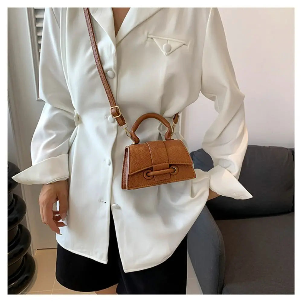 Sac en cuir PU de haute qualité, couleur unie, avec boucle, sac carré, sac bandoulière