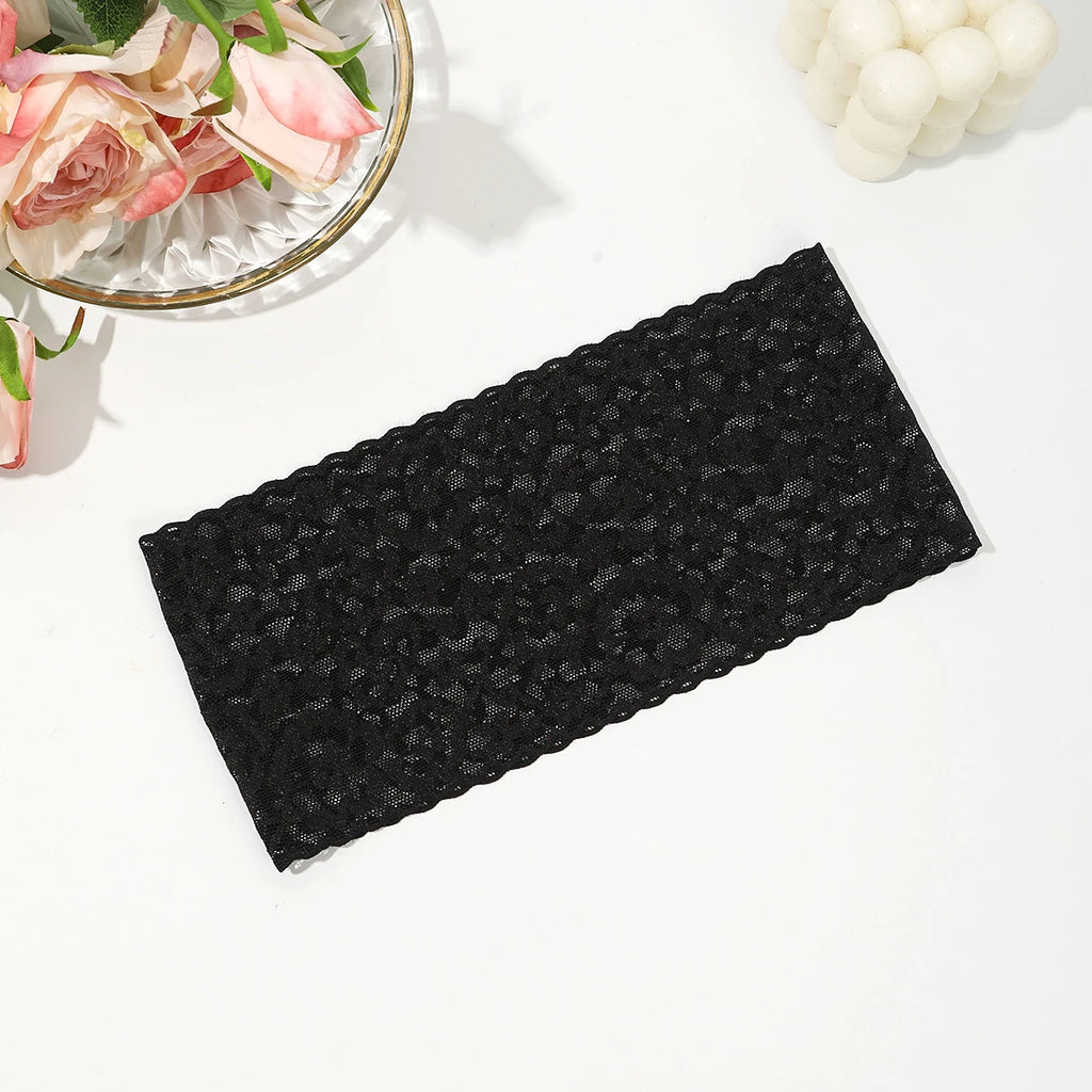 AWAYTR – bandeaux élastiques en dentelle de couleur unie, large nœud en tissu, accessoires pour cheveux pour femmes, couvre-chef de fête