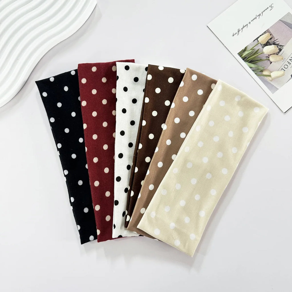 1 bandeau élastique à pois pour le yoga – Bandeau de maquillage à motif de points tendance, bandeau absorbant la transpiration pour le sport et le fitness