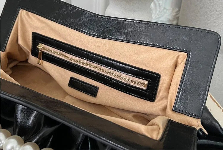 Pochette de Soirée Élégante pour Femme avec Chaîne de Perles, Sac à Main Python, Pochette de Banquet, Sacs à Main pour Dames