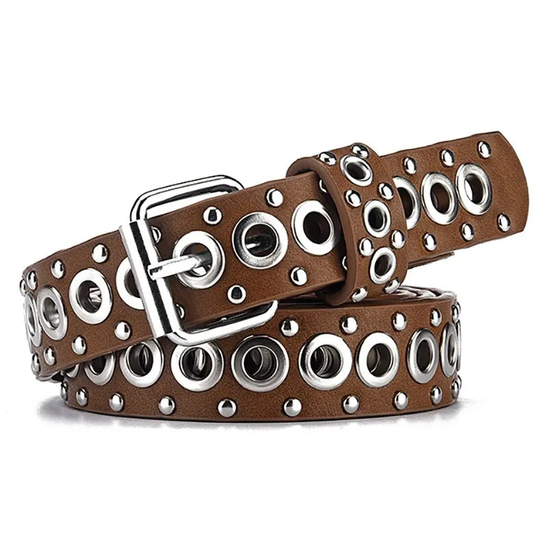 Ceinture fine à rivets pour femmes, à la mode, avec boucle à aiguille personnalisée, tendance de rue, Style Punk HipHop Y2K, avec ceinture en jean