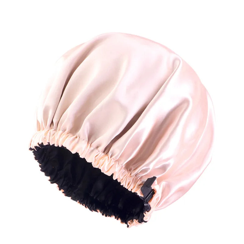 Bonnet en Satin pour dormir, Bonnet en soie réglable pour cheveux bouclés, Double couche, grand bonnet de sommeil doublé en Satin pour femmes