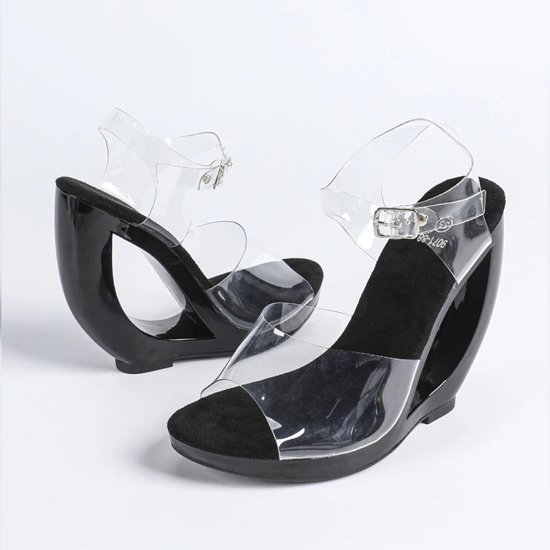 Eilyken – sandales transparentes en PVC pour femmes, design d'été, à la mode, avec sangle à boucle, talons hauts, chaussures de fête de mariage