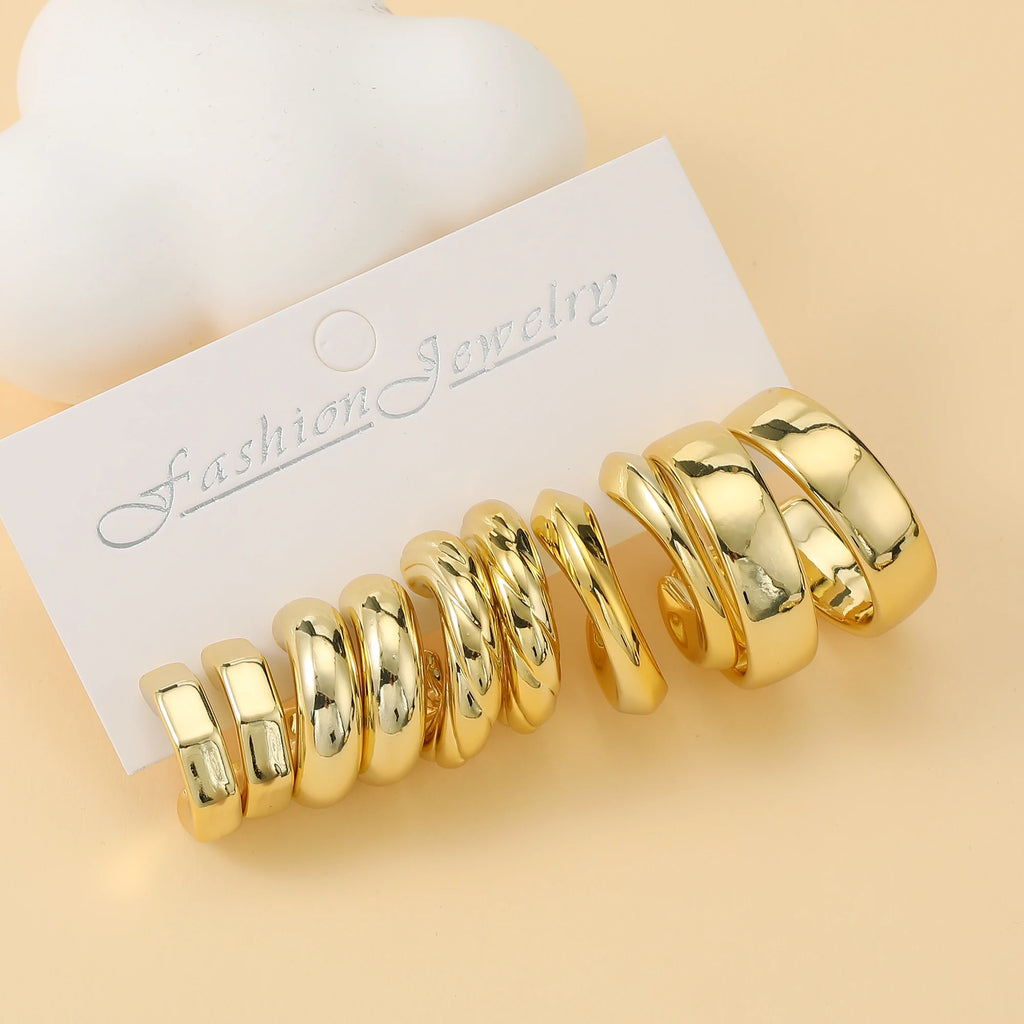 5 paires – 15 paires/lot de nouveaux boucles d’oreilles dorées en ABS de forme irrégulière, légères, adaptées au port quotidien des femmes.