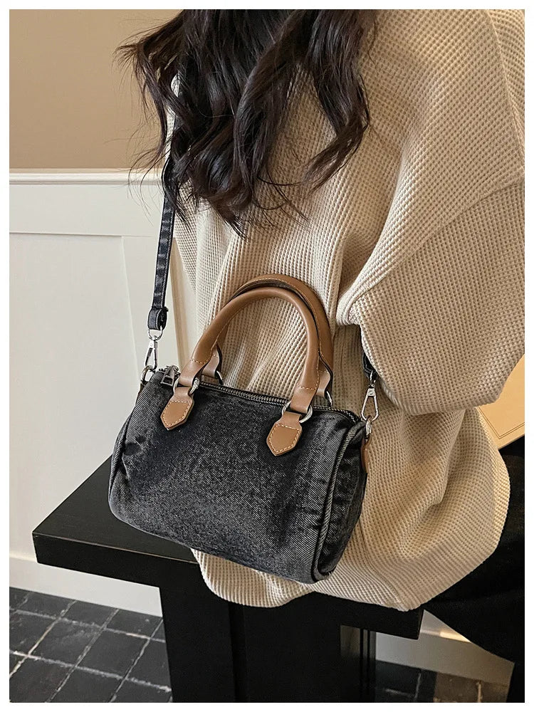 Sac bandoulière classique en jean délavé de haute qualité, sac à main décontracté à porter sous le bras, style coréen, sac de transport pour le quotidien