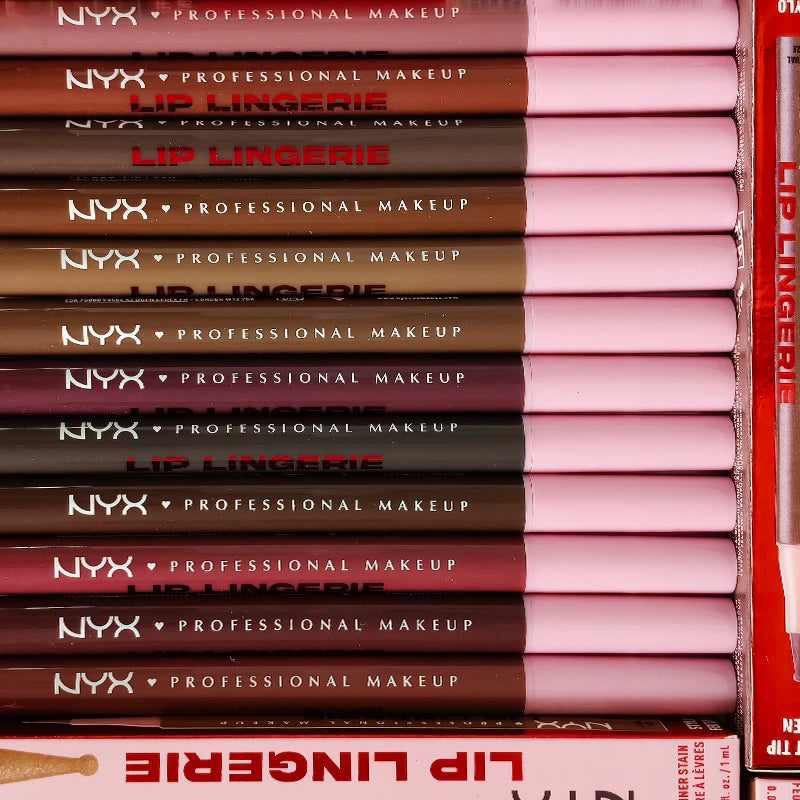 Crayon à lèvres NYX Brand Lip Liner Stain, pointe feutre, pour une application précise, sans débordement, parfaite pour les tons nus, disponible en douze teintes, maquillage pour femme.