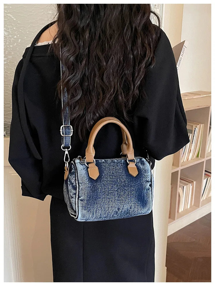 Sac bandoulière classique en jean délavé de haute qualité, sac à main décontracté à porter sous le bras, style coréen, sac de transport pour le quotidien