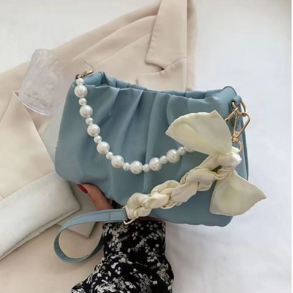 Sac à bandoulière nuage coréen Portable, petit sac à bandoulière de luxe en cuir PU, sac à bandoulière de luxe en perles douces