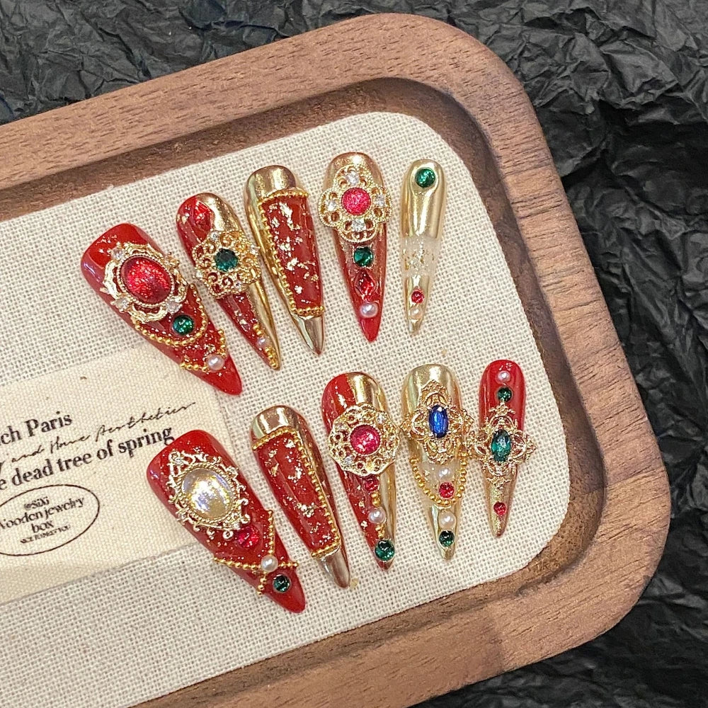 – ongles à pression faits à la main, de haute qualité, vert, printemps/été, luxe, industrie lourde, Style de Niche, tendance, 10 pièces