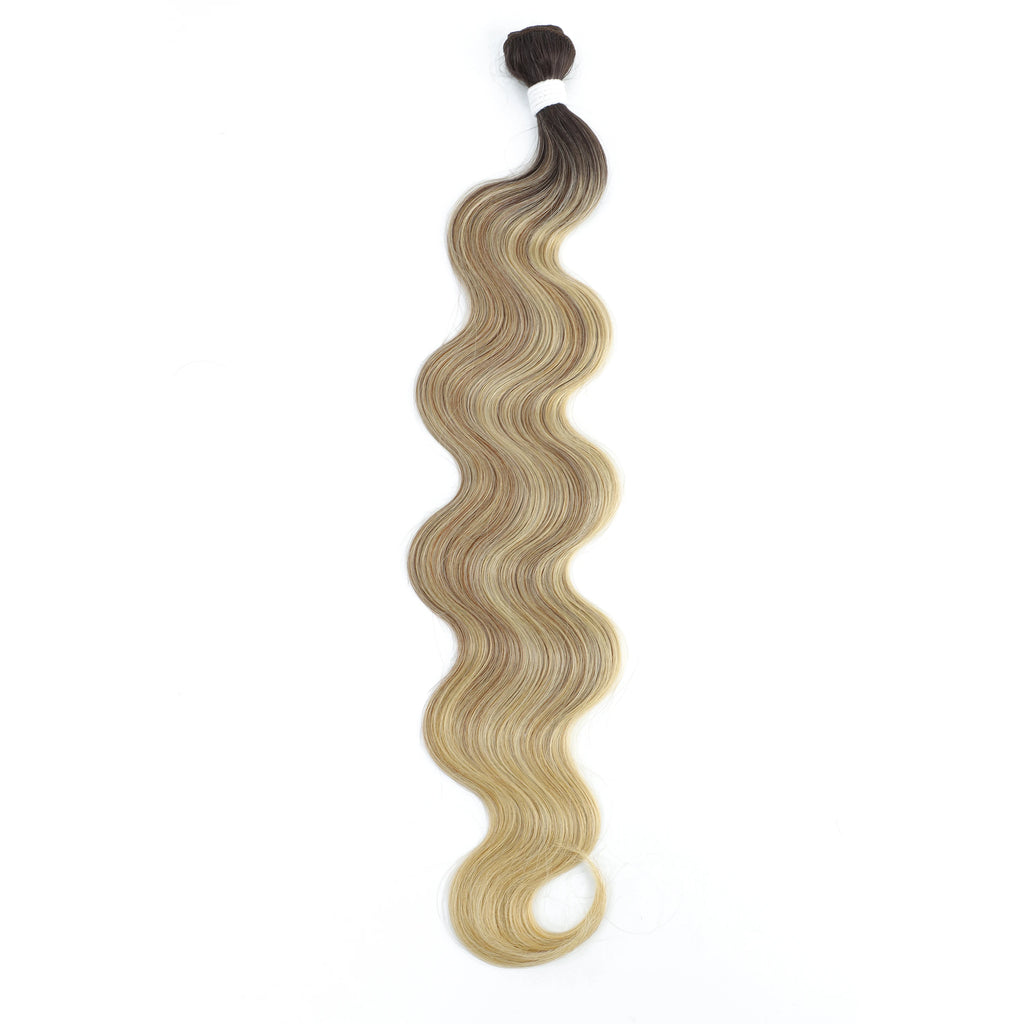 Mèches synthétiques Body Wave colorées 613, Extensions capillaires naturelles blondes Piano, queue de cheval épaisse ombrée, tissage de cheveux amples et profonds