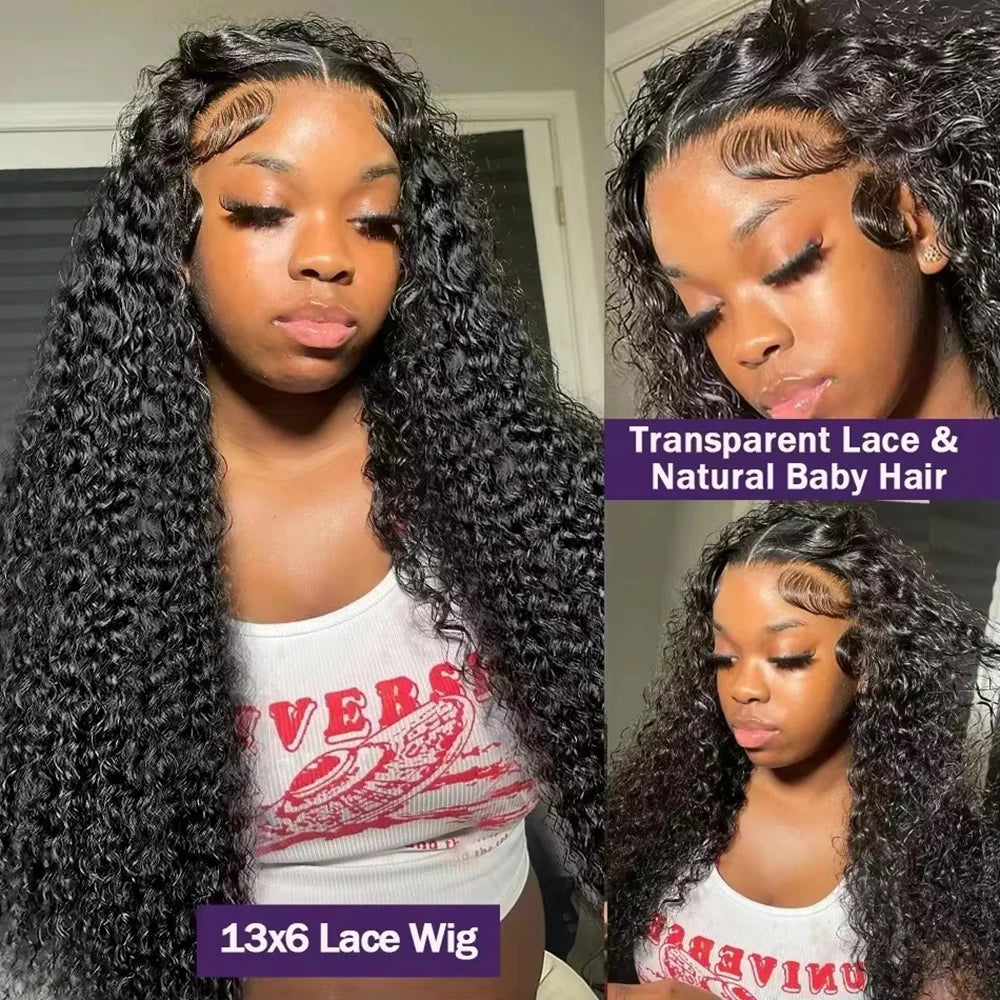 Perruque Cheveux Humains Deep Wave 46 Pouces – Lace Frontale HD 13x6, Ligne de Cheveux Naturelle Pré-Épilée.
