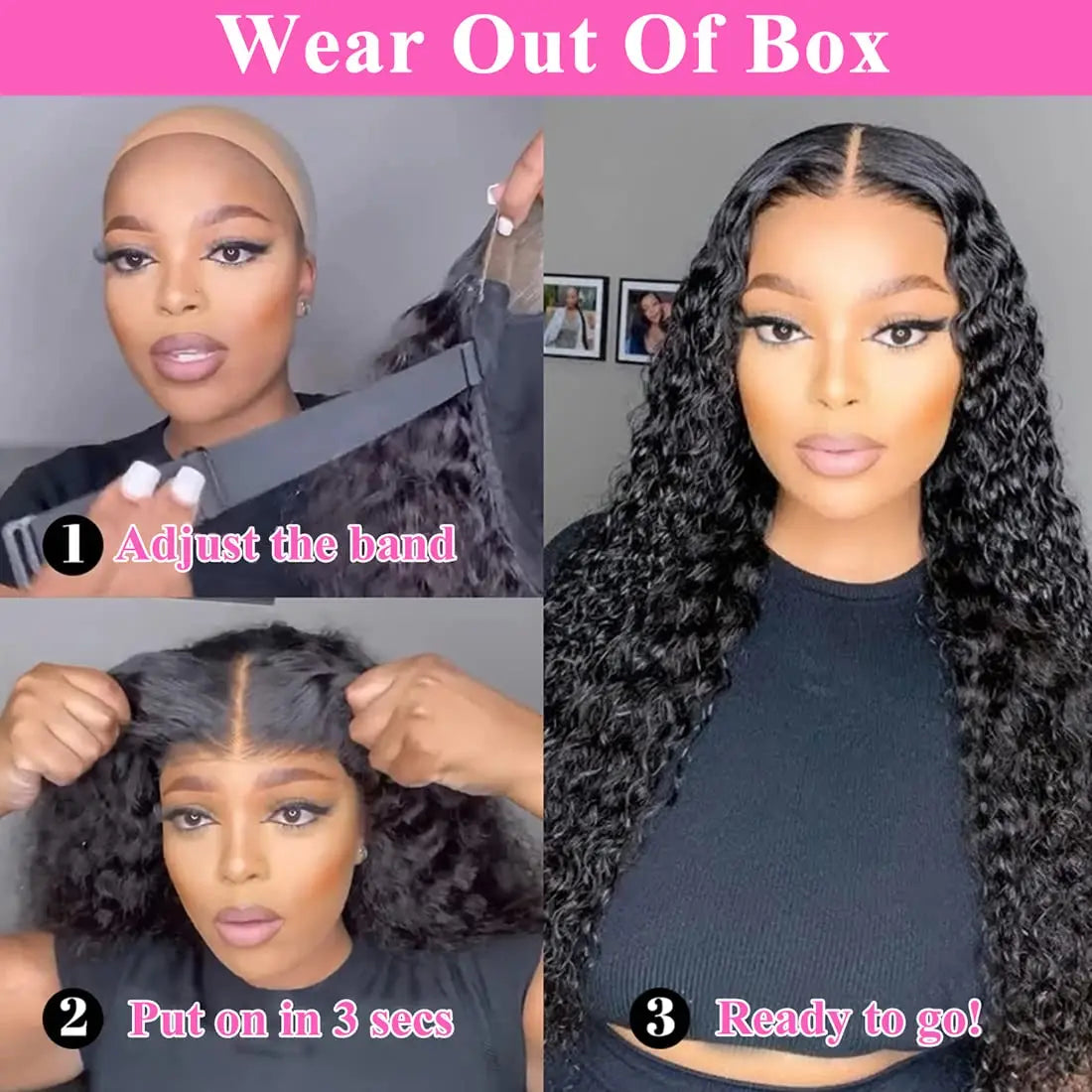Perruque Deep Wave Premium Glueless 180 % de Densité – 100 % Cheveux Humains Remy, Lace Closure 6x4 ou 5x5, Prête à Porter, Volume Naturel et Finition Invisible