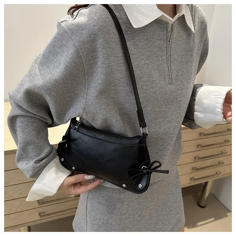 Nouveau sac sous le bras tendance, sac à bandoulière pour femmes, sac à main avec double nœud doux, sac pour dames, style rétro, sac à épaule féminin à motif léopard.