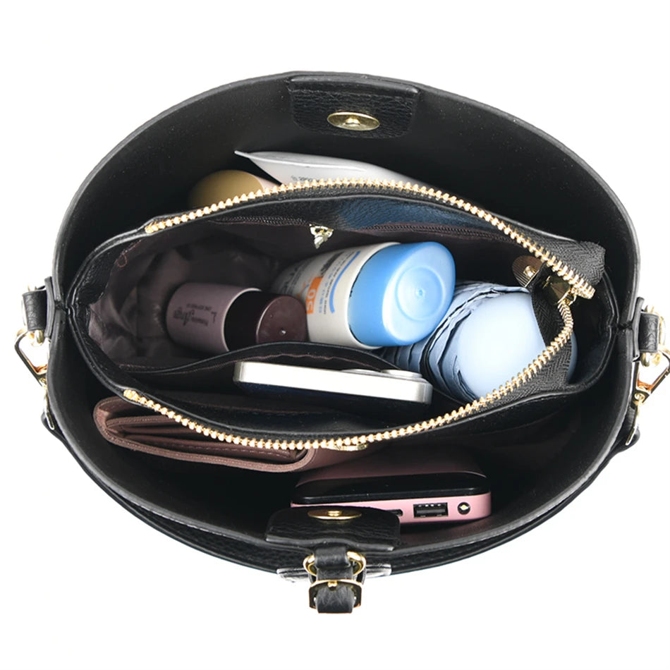 Sac à Main de Luxe en Cuir Multifonctionnel pour Femme, Sacoche à 3 Couches, de Bonne Qualité, de Styliste