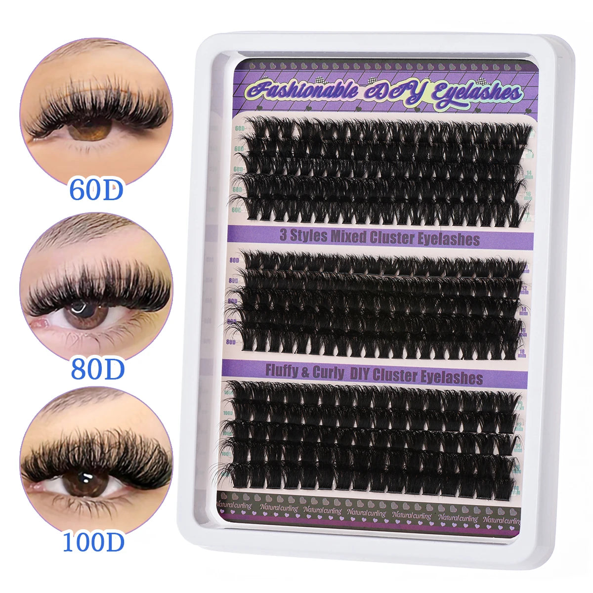 Extensions de cils individuelles, 600 pièces, épaisses et moelleuses, 30D/100D, longueur mixte, bricolage, pour une Application et un retrait faciles