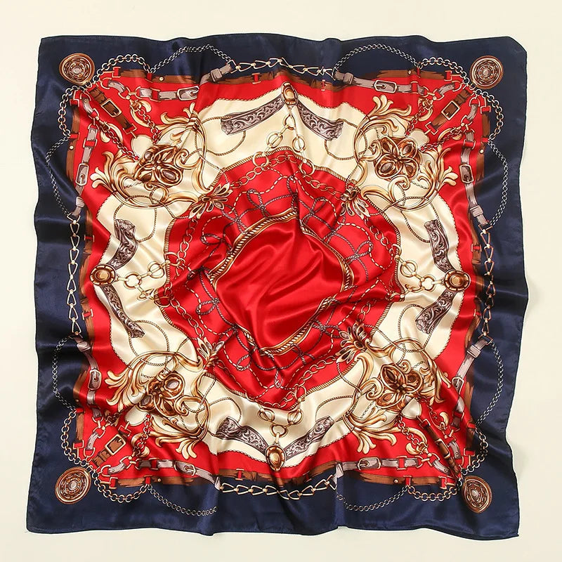 Foulard carré en soie pour femmes, nouveau Design de luxe, Style populaire, quatre saisons, protection solaire, foulard de plage, Hijab, 90x90CM