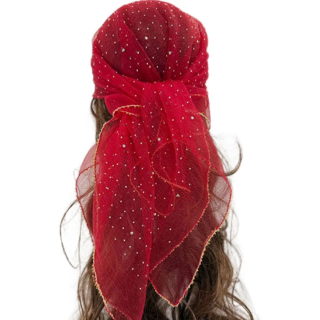Bandana à paillettes colorées à la mode, écharpe de tête Ultra-fine et respirante, Protection solaire d'été, 80cm x 80cm