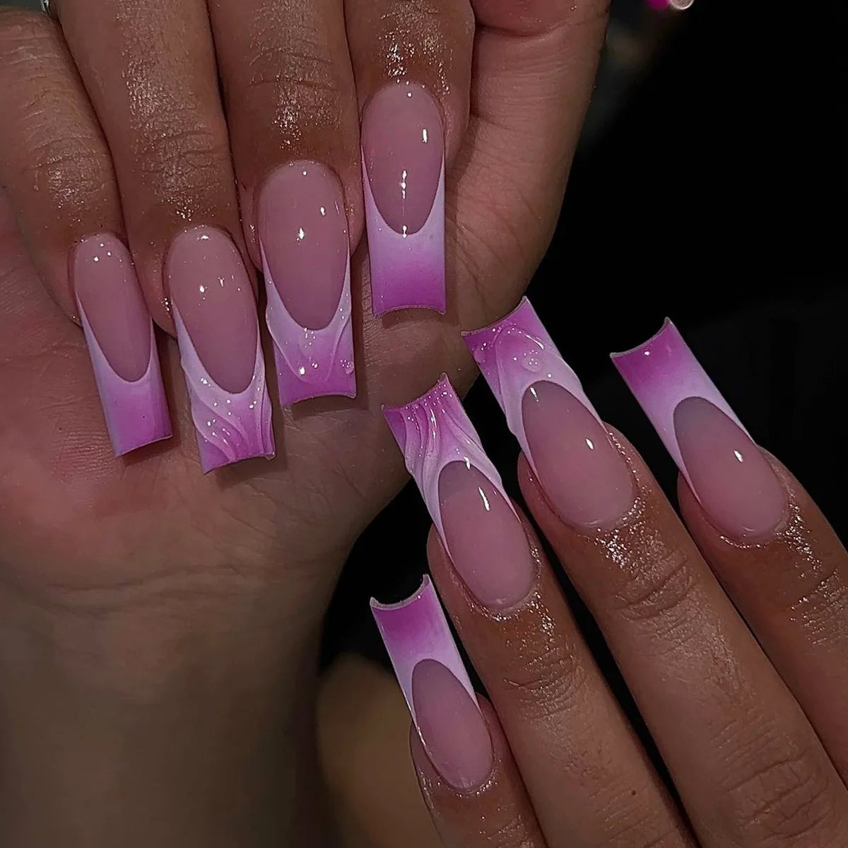 24 faux ongles longs carrés à presser, motif léopard, design cerise 3D, strass, couvrance totale, prêts à poser