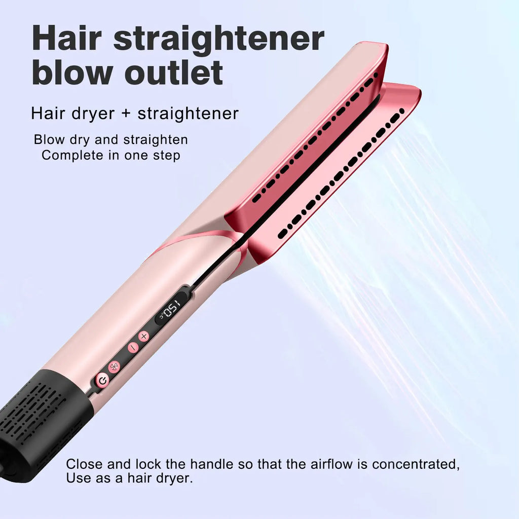 Lisseur et sèche-cheveux professionnel 2 en 1, utilisation sèche et humide, chauffage par ions négatifs, affichage en fer plat, brosse à lisser pour coiffure à l'air