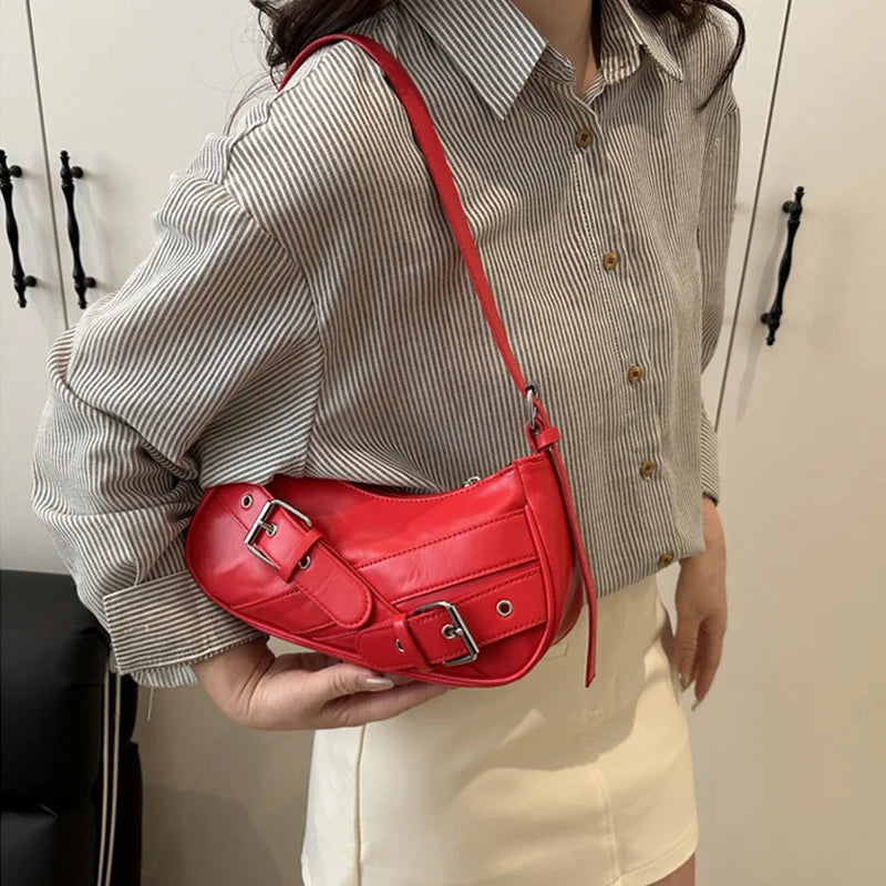 Sac à bandoulière vintage Y2K en cuir PU pour femme, petit sac bandoulière, sac sous le bras tendance pour femme, pochette et sac à main