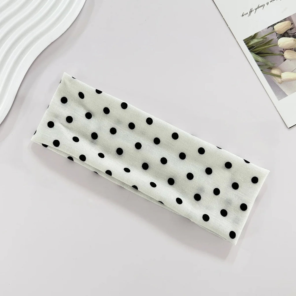1 bandeau élastique à pois pour le yoga – Bandeau de maquillage à motif de points tendance, bandeau absorbant la transpiration pour le sport et le fitness