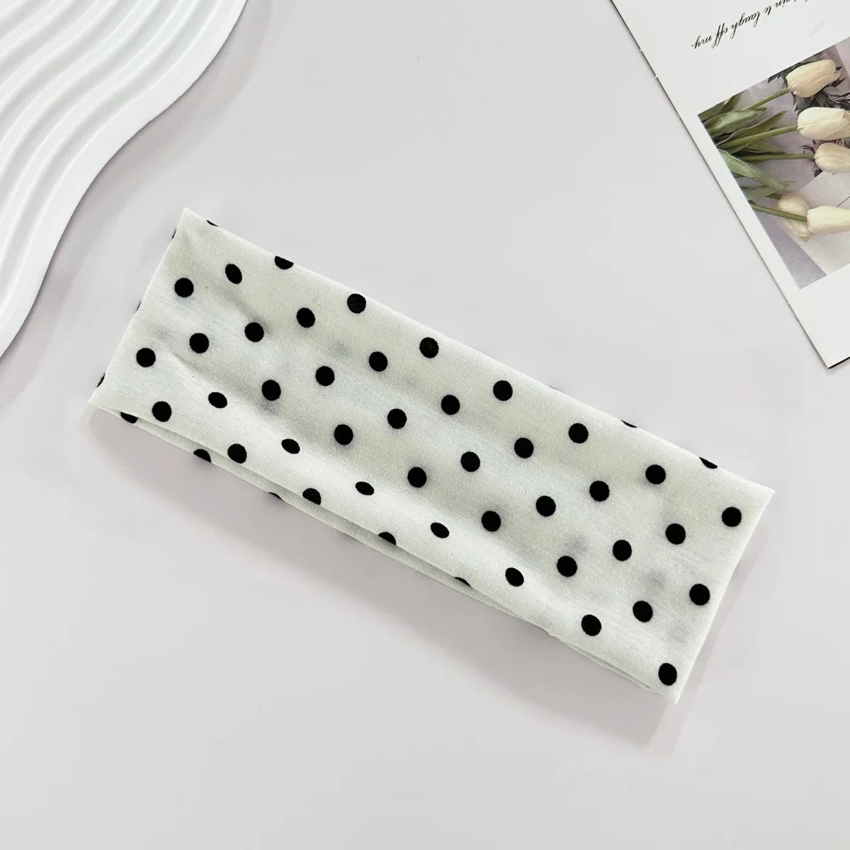 1 bandeau élastique à pois pour le yoga – Bandeau de maquillage à motif de points tendance, bandeau absorbant la transpiration pour le sport et le fitness