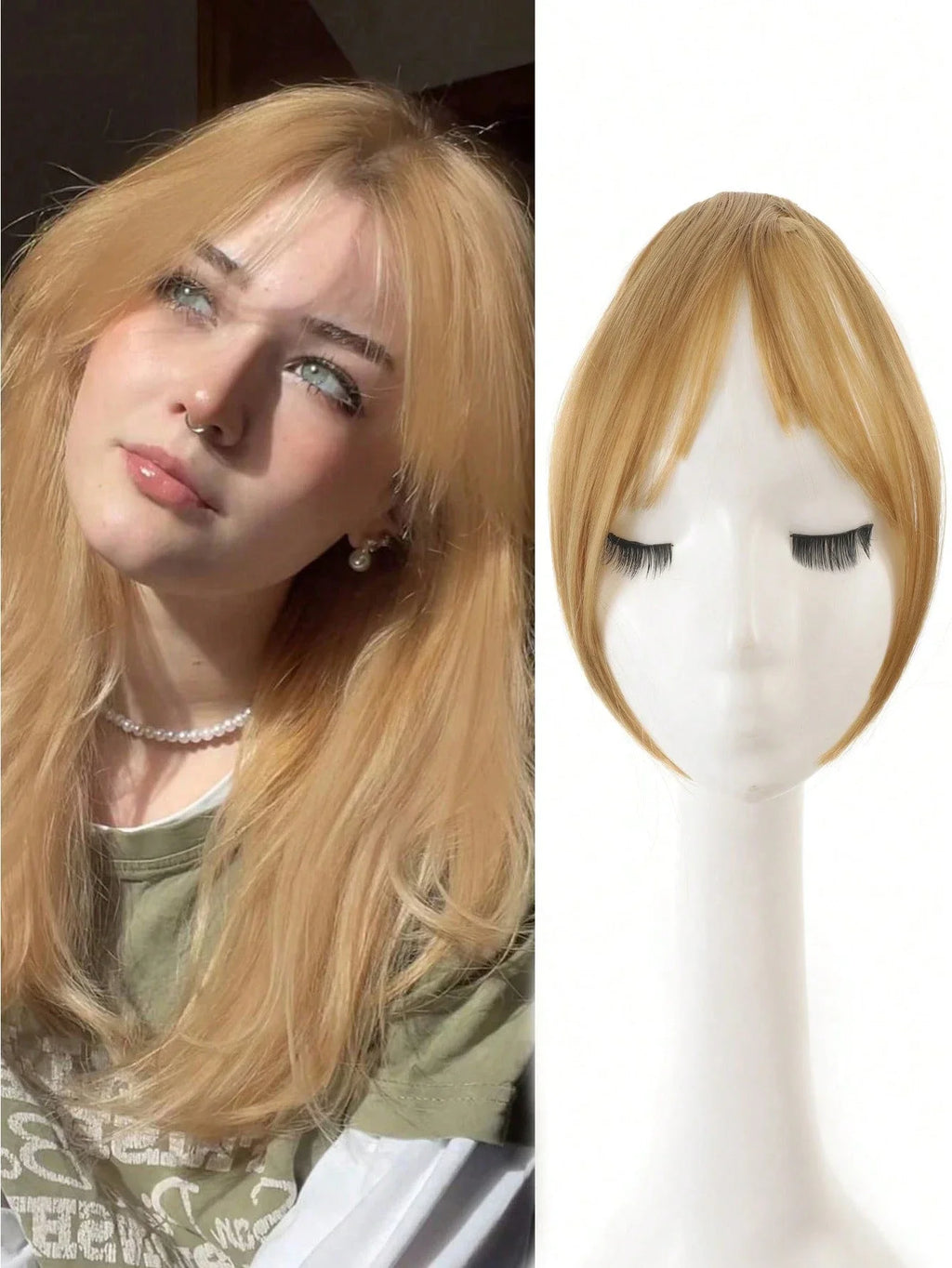 Synthèse perruque partie centrale frange Extensions de cheveux pince devant naturel sans couture français Oblique frange huit caractères frange