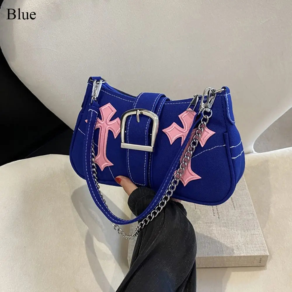 Sac à main avec fermoir métallique Hasp, sac bandoulière, sac porté sous le bras, sac cabas en toile simple et décontracté, accessoire de mode tendance au style urbain.
