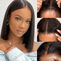 Perruque Bob Lisse Premium 250 % de Densité – 100 % Cheveux Humains, Sans Colle (Glueless), Prête à Porter, Lace Closure 4x4 pour un Effet Naturel ✨