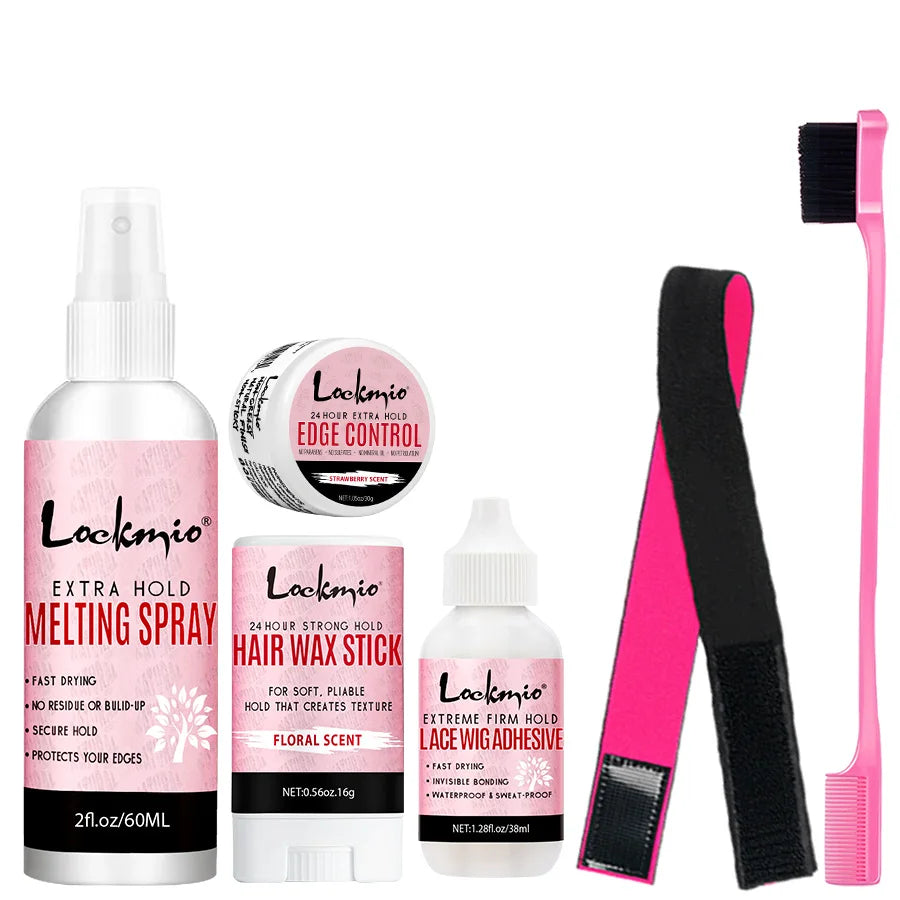 LOCKMIO – Spray de fusion pour perruque Lace Wig, adhésif avant Invisible, grille de toupet à séchage rapide, colle pour Installation de perruques, Kit d'outils de coiffure