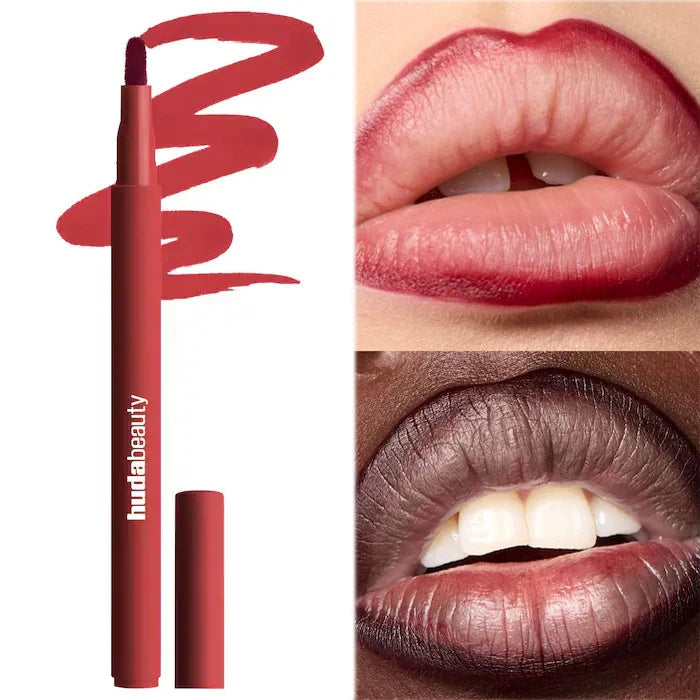 Crayon à lèvres HudaBeauty velours marron, couleur chair, mat, imperméable, tasse antiadhésive, rouge cerise, stylo de Contour des lèvres, maquillage pour femmes